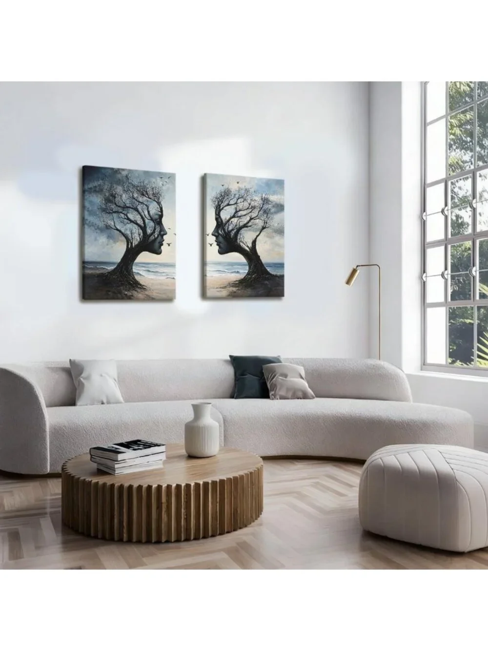 2-Piece Tree of Life Canvas Wall Art Set - Surrealist Nature Decor for Home